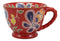 Ebros Colorful Vintage Victorian Style Floral Spring Blossoms Ceramic 14oz Mugs With Comfort Ridged Handle Set of 4 Coffee Tea Drink Cups (Red)