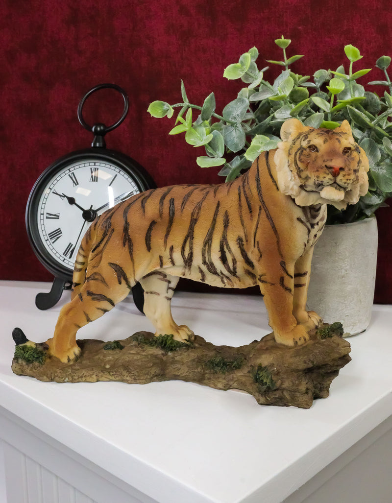 Sultan Orange Bengal Tiger On Rock Statue 7.25"Long Giant Cat Wild Animal Decor