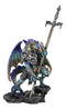 Ebros Aurora Borealis Elemental Dragon With Armor And Long Sword Letter Opener Statue
