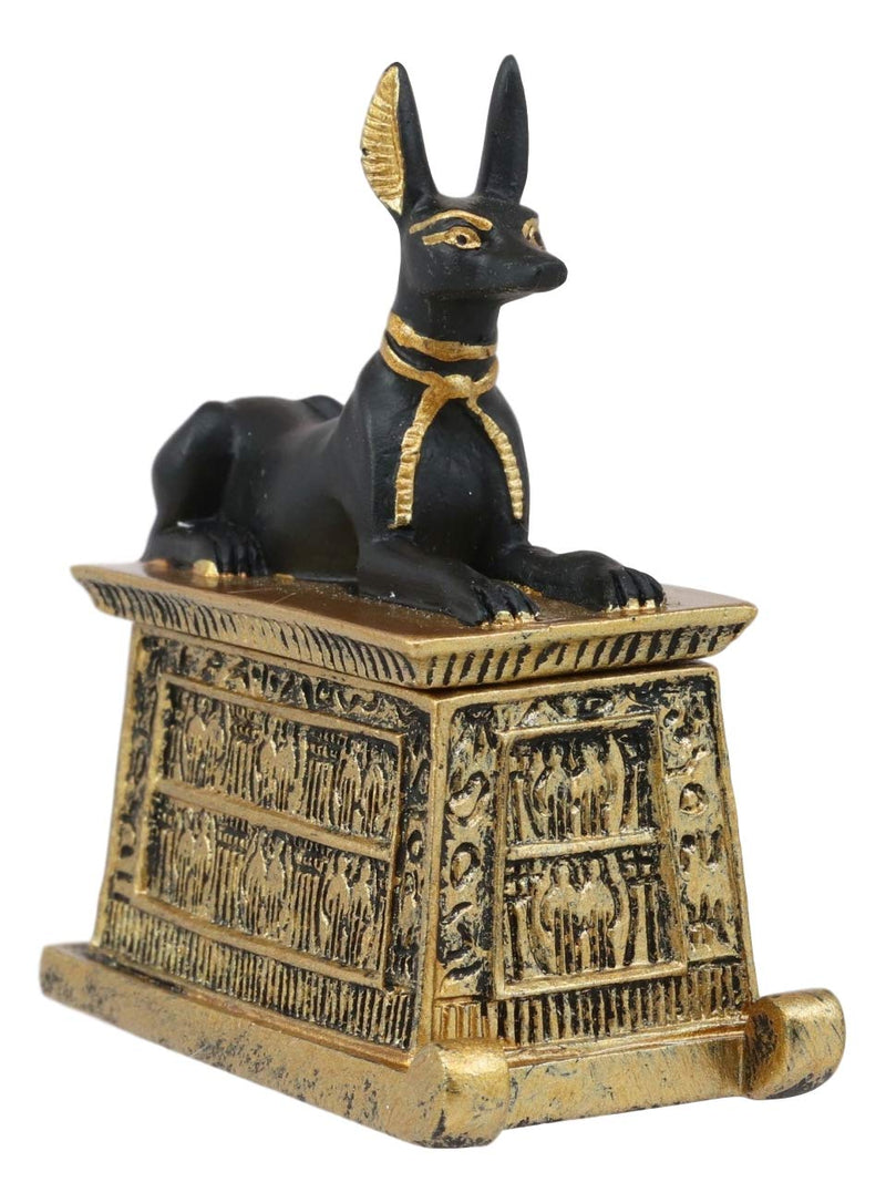 Ebros Egyptian God Hieroglyphic Anubis Dog Egyptian Miniature Cartouche Box