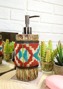Rustic Western Turquoise Aztec Pattern Faux Wood Liquid Soap Pump Dispenser