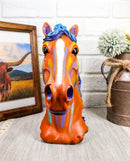 Ebros Gift Wild & Free Colorful Horse Bust Figurine 8.25" H Multi Color Rainbow Hand Painted Faux Wood - Ebros Gift