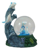 Nautical Marine Dolphin Family Rising With Waves Snow Water Globe Figurine Decor