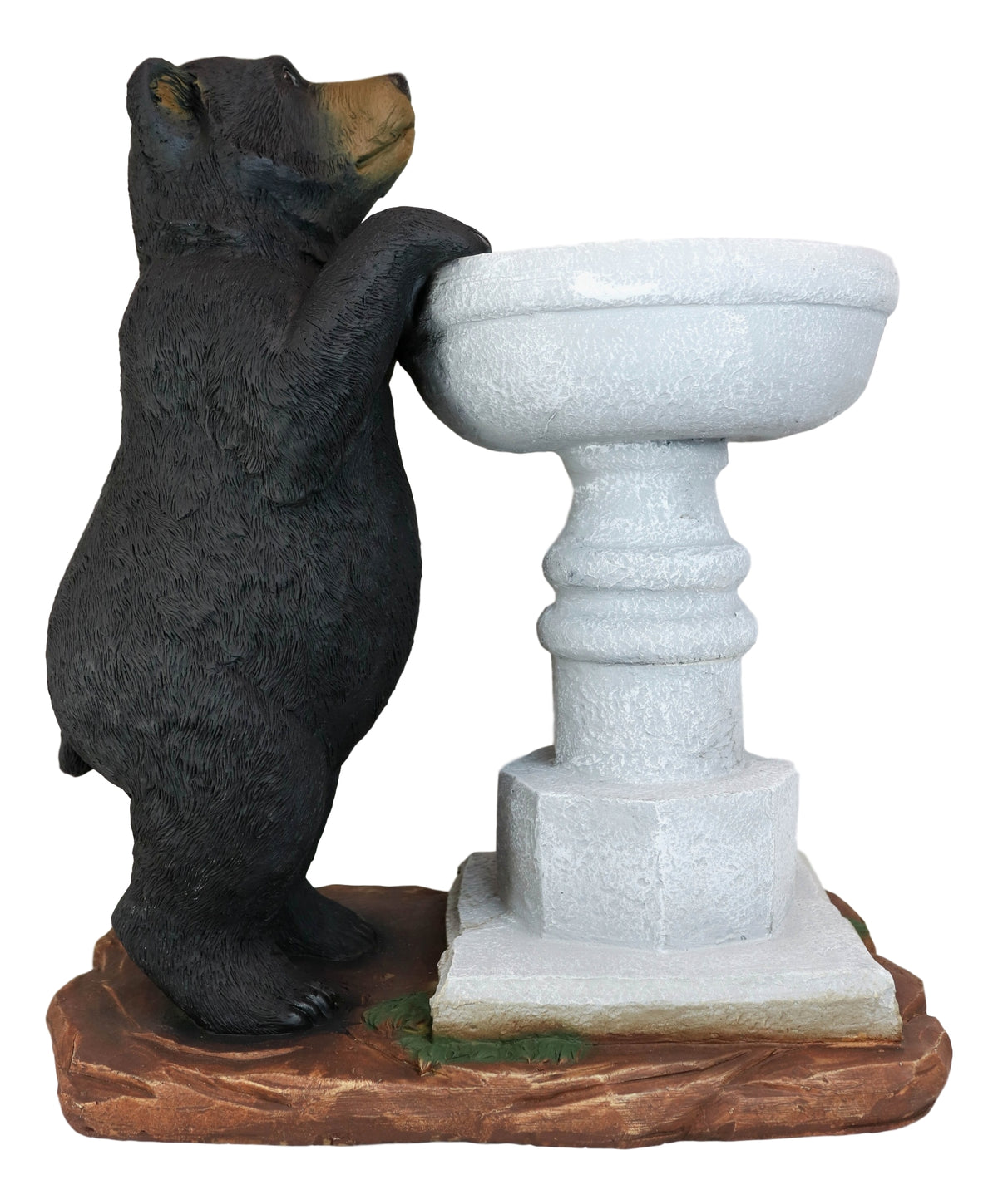 Rustic Black Bear by Wishing Fountain Bird Feeder Or Bath Garden Statue 27"H