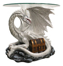 Pendragon Ryu Ice Frost Dragon Guarding Treasure Coffee Side Table With Glass