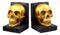 Pirate's Treasure Golden Skull Bookends Set 7"H Medieval Floral Gothic Statue