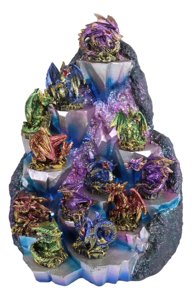 Ebros Fantasy 12 Mini Dragons With LED Lighted Glacier Mountain Display Figurine Set