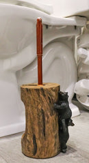 Whimsical Forest Climbing Black Bears Toilet Brush Scrub And Base Holder Set