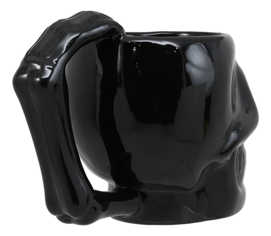 Ebros Macabre Decor Death Black Bone Skull Drinking Coffee Mug 12oz Ceramic Drink Cup