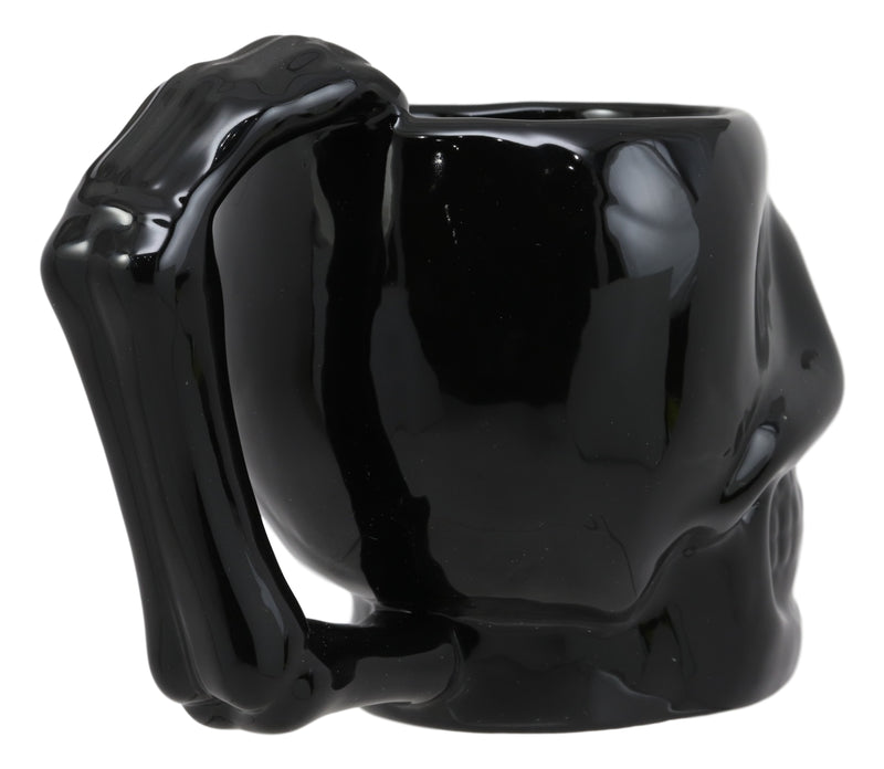 Ebros Macabre Decor Death Black Bone Skull Drinking Coffee Mug 12oz Ceramic Drink Cup