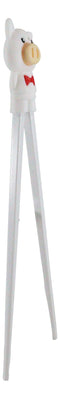 White Porky Pig Reusable Training Chopsticks Set With Silicone Helper BPA Free