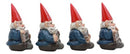 Ebros Welcome Whimsical Gnome W/ Greeting Signs Statues 4"H Set 4 Garden Gnome