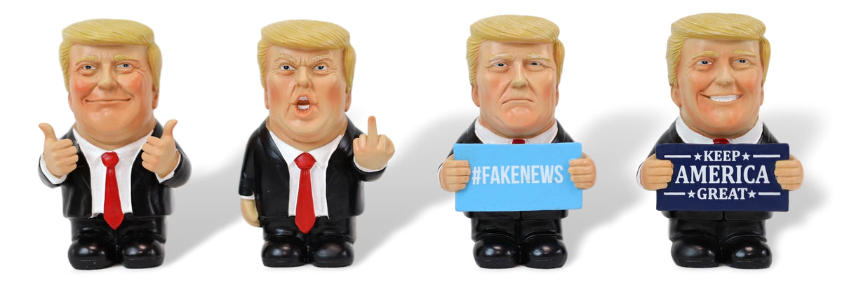 Set of 4 US President Trump Keep America Great Fake News Flip The Bird Figurines