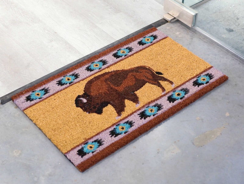 Tribal Navajo Pattern Bison Buffalo Coir Coconut Fiber Floor Mat Doormat 29"X17"