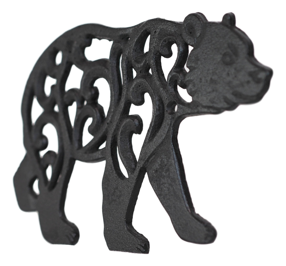 Rustic Western Black Bear Scroll Filigree Art Design Cast Iron Wall Decor Plaque