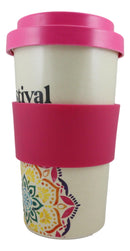 Festival Fuel Mandala Bamboo Fiber Reusable Travel Mug Cup W/ Lid And Sleeve