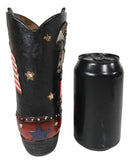 Western Cowboy Patriotic US Flag Liberty Bell Eagle Cowboy Boot Pen Holder Vase