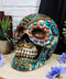 Southwestern Indian Boho Chic Aztec Tooled Skull With Turquoise And Red Stones