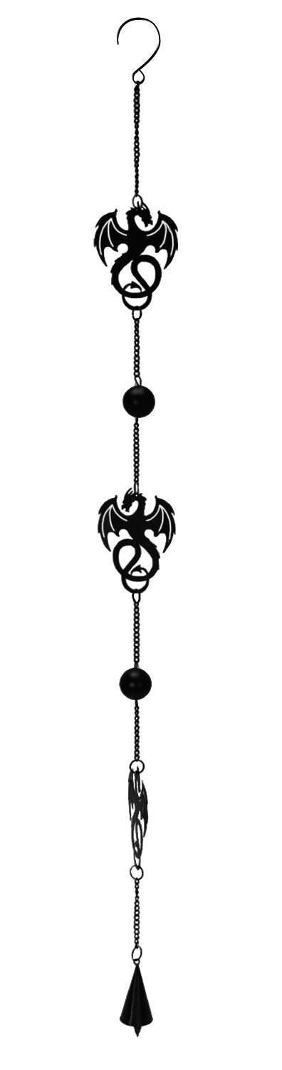 Wyverex Alchemy Folklore Dragon Metal Wall Hanging Mobile Wind Chime With Beads