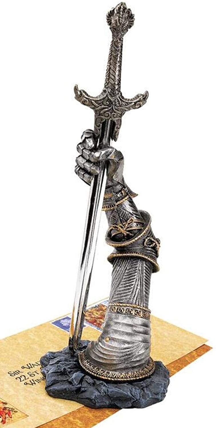 Ebros Medieval Knight Suit Of Armor & Excalibur Sword Letter Opener Figurine