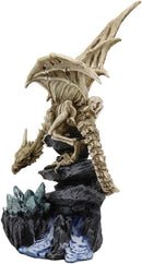 Ebros 10" Tall Gothic Skeleton Bone Dragon Perching On Crystal Cavern Statue Shadow Ghost Alchemy Drake Fantasy Dungeons and Dragons Decor Figurine Ossuary Macabre Halloween Figurine - Ebros Gift