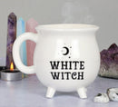 Wicca Sacred Crescent Moon And Stars White Witch Cauldron Mug Cup With Handle