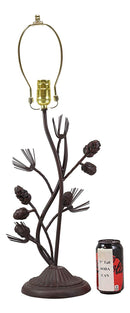 Large 27"H Vintage Rustic Mountain Pinecone Pine Tree Needles Metal Table Lamp