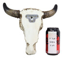 Western Aged White Steer Bison Buffalo Bull Cow Horned Skull Head Wall Decor - Ebros Gift