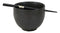 Whimsical Ceramic Black Owl Ramen Udong Noodles Soup Bowl With Chopsticks Set