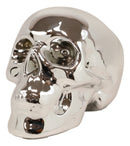 Electroplated Shiny Chrome Cranium Skull Head Money Bank Resin Figurine 7.5"L