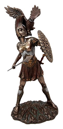 Ebros Athena Minerva With Wise Owl Statue Goddess Of Wisdom Sculpture 12"H