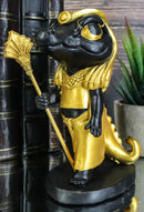 Ancient Egyptian Nile River God Sobek Crocodile Figurine In Black And Gold