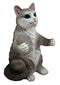 Ebros American Shorthair Grey Kitty Cat Spice Salt Pepper Shakers Holder Figurine