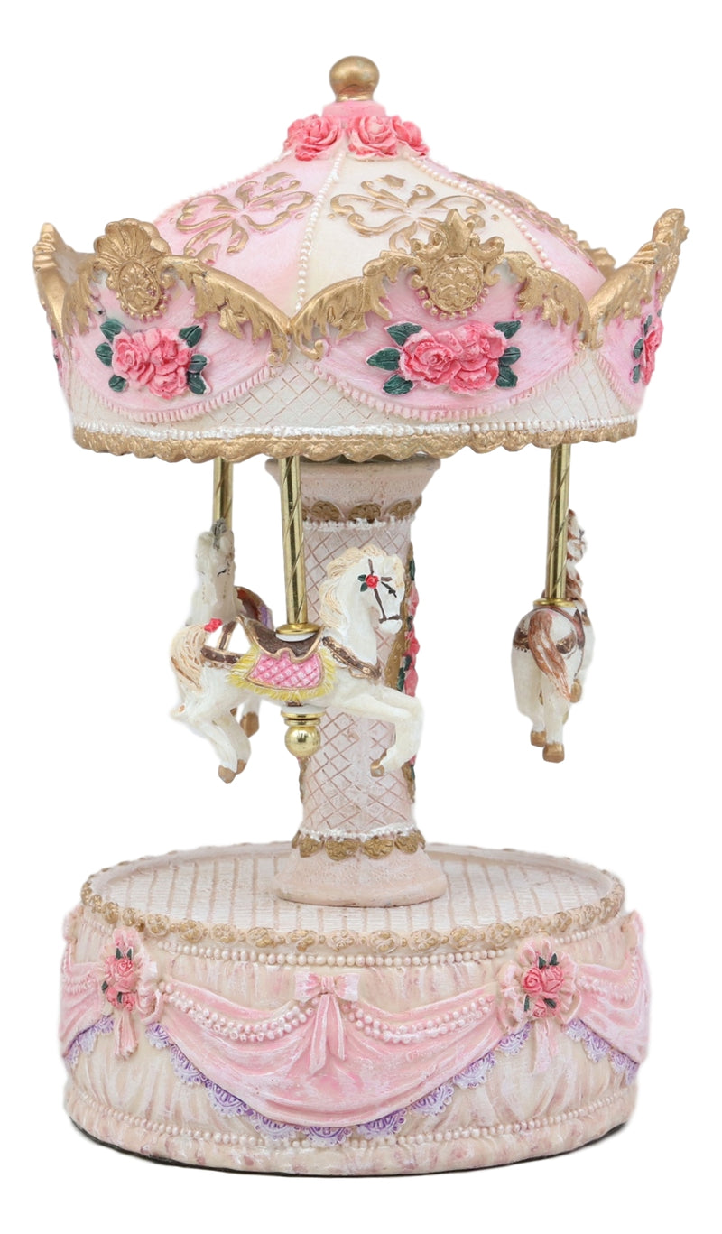 Ebros Merry Go Round Princess Pink Ponies Musical Carousel With Toyland Tune
