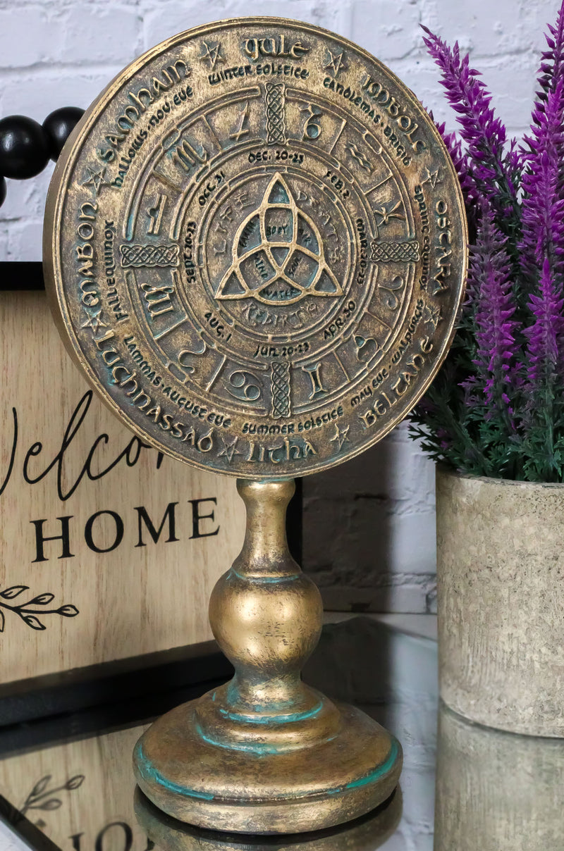 Wicca Celtic Sabbat Rune Triqueta Triquetra Wheel of The Year Desktop Plaque