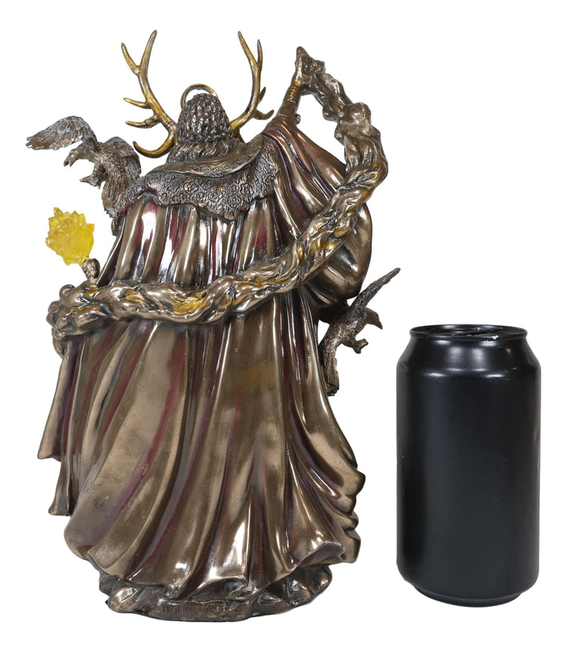 Arthurian Legend Wizard Merlin With Excalibur Sword Statue Magic Fire Prophet