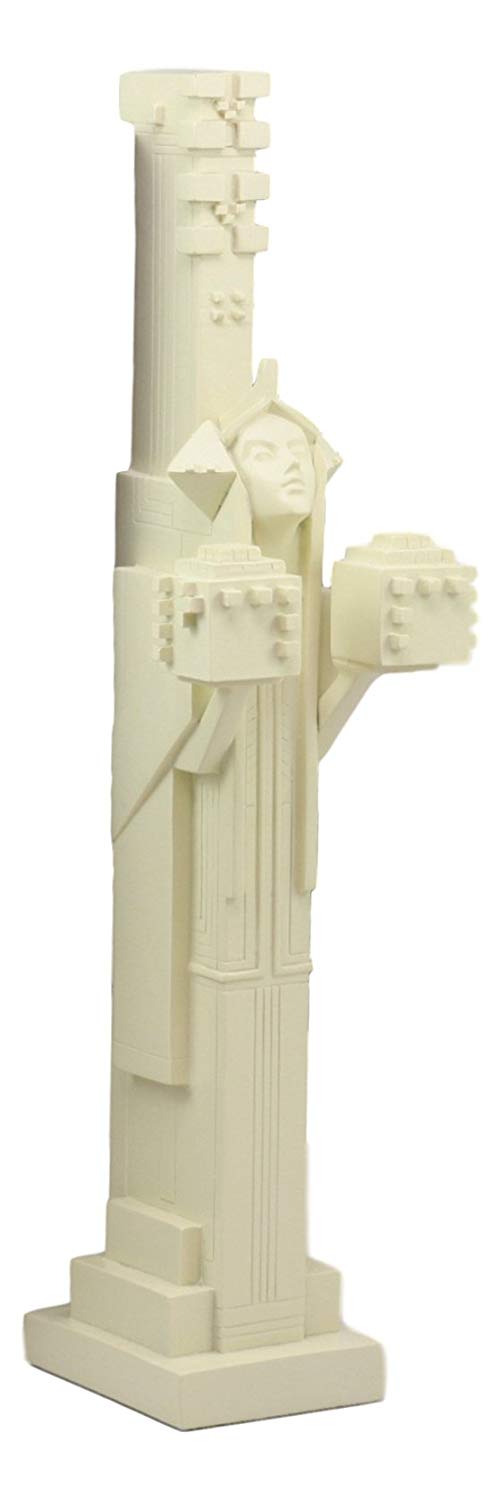 Ebros Frank Lloyd Wright Midway Gardens White Sprite Holding Two Cubes Statue Reproduction Sculpture 14" Tall