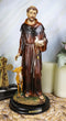 Ebros Gift Holy Catholic Saint Francis of Assisi with Dove and Deer Statue and Brass Name Plate 12.25" H Devoted Monk Patron of Animals & Environment Servant of Christ Altar Figurine Sculpture