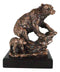 Black Bear Mother With Cub Climbing Rock Bronze Electroplated Resin Statue 9"H