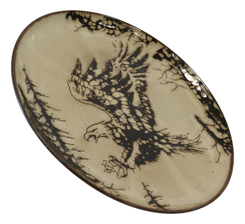 Pack Of 2 Rustic Western Patriotic Swooping Bald Eagle Round Dinner Plates 10"D
