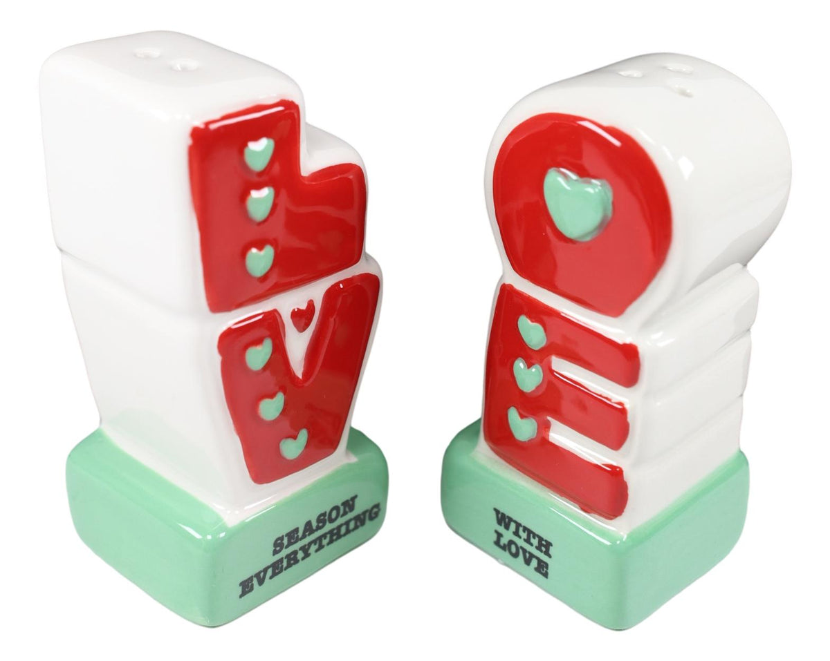 Ebros Season Everything With LOVE Word Cutout Art Magnetic Salt And Pepper Shakers Set