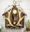Rustic Stag Antlers On Cabin Log House Birdhouse Bird Feeder With Wire Hanger