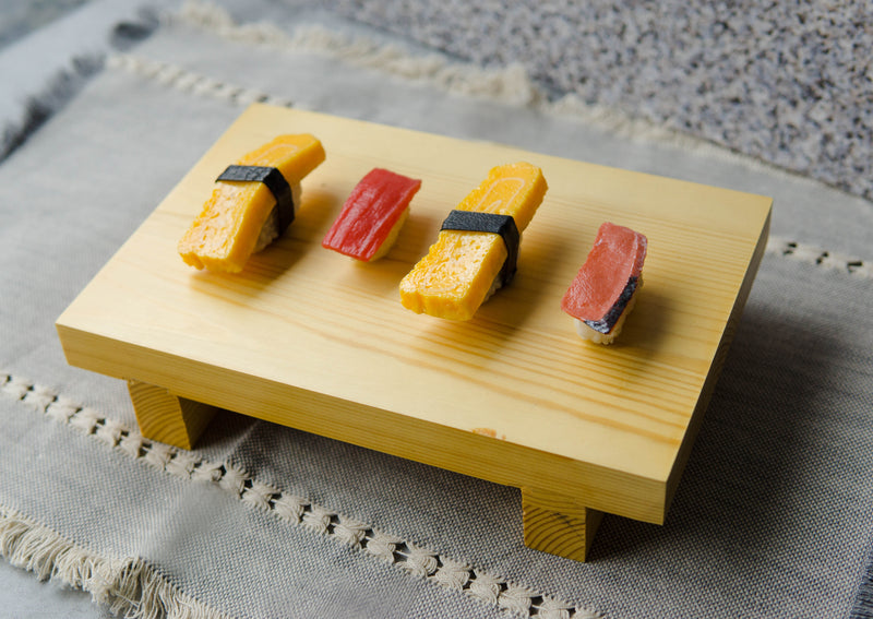 Japanese Korean Cuisine Sashimi Sushi Kimbap Geta Bamboo Wood Serving Plate 10"L