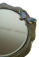 Ebros Calla Lily Dragonfly Bronzed Patina Resin Hand Mirror Vanity Accesory