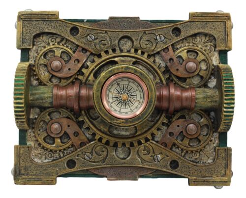 Steampunk Mechanical Gears Design Secret Jewelry Box With Navigational Compass