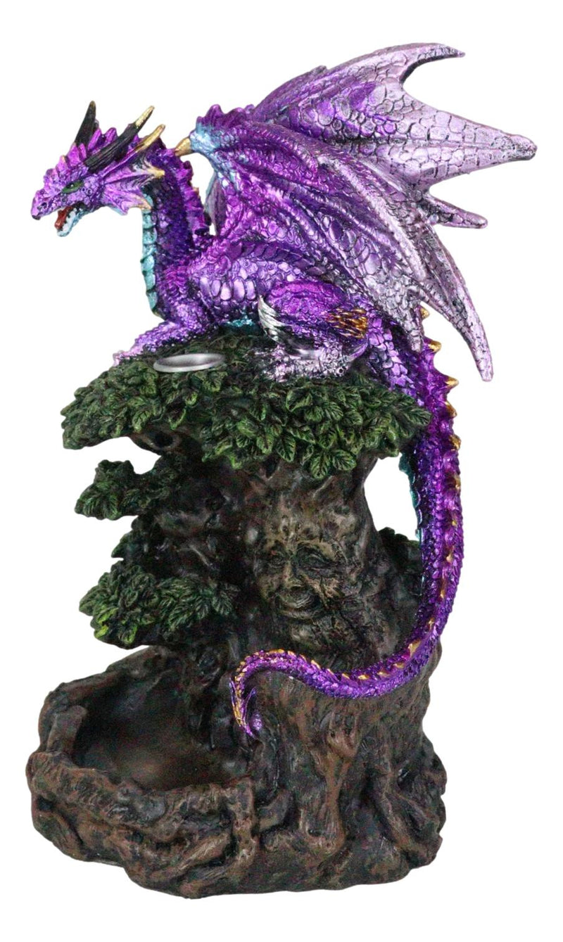 Metallic Purple Dragon On Greenman Tree Canopy Backflow Incense Cone Burner