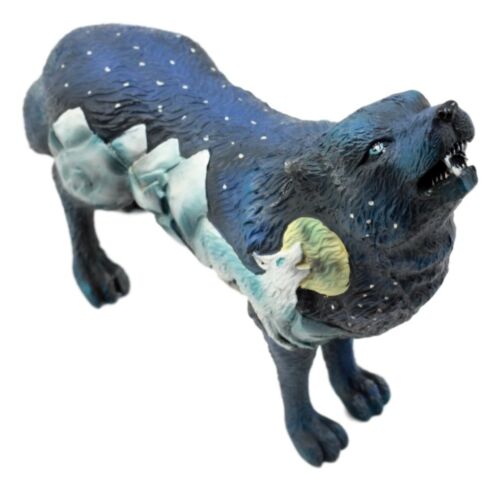 Starry Nights Native Tribal Howling Wolf Totem Spirit Figurine Collection 6.25"L