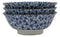 Ebros Gift Blue And White Ming Style Floral Petals Ceramic Bowls Pack Of 3 Ramen Pho Soup Bowl Set 32oz 8"Diameter Made In Japan