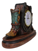 Ebros Country Western Star Lucky Horseshoe And Cowboy Boots Analog Desktop Table Clock