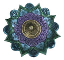 Chakra Buddhist Mandala 8 Spokes Wheel Flower Bloom Incense Burner Figurine